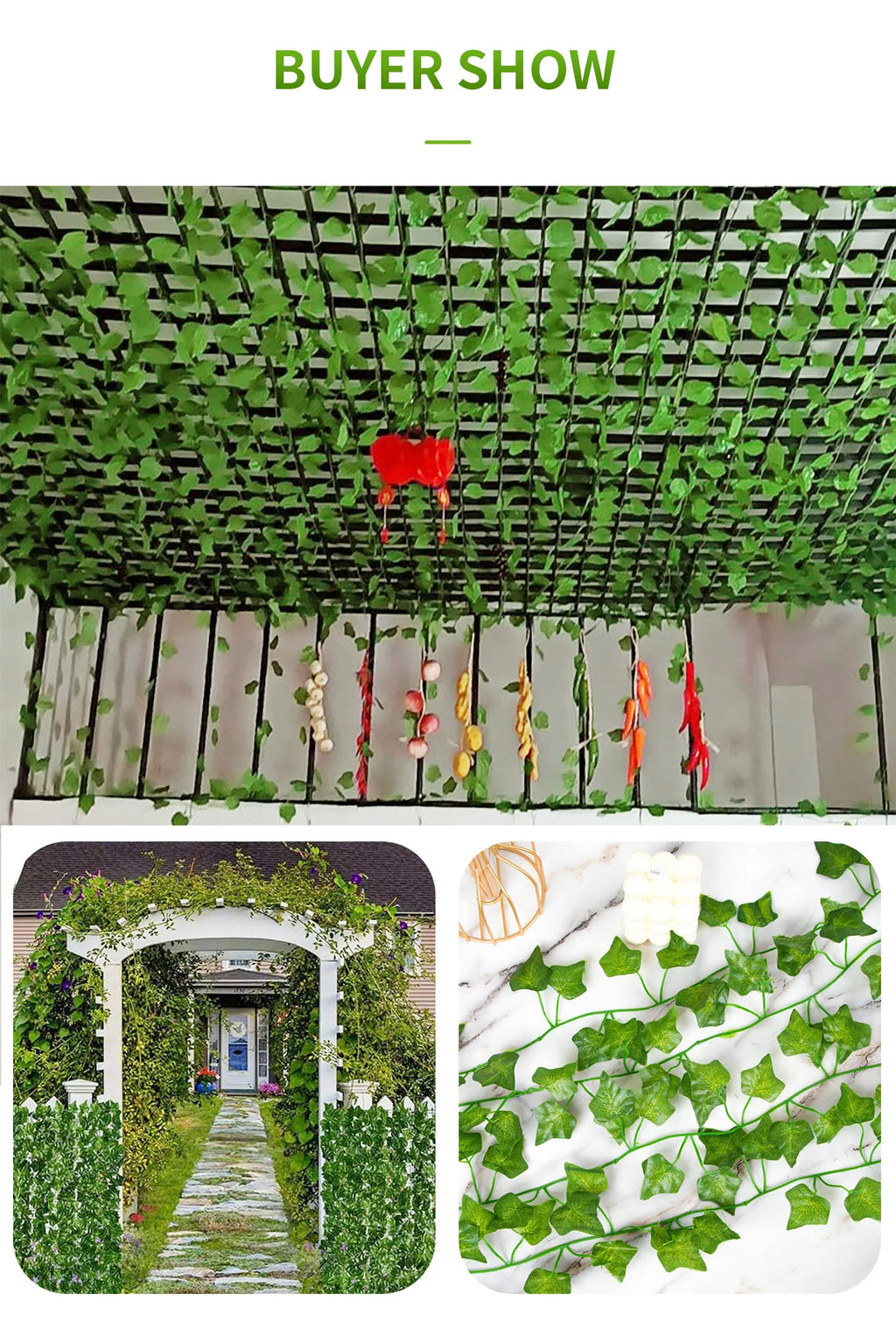 Artificial Ivy Leaf Garland – 2.1M Silk Hanging Vine for Home Garden Decor
