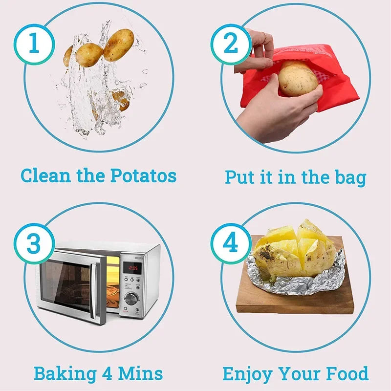 Microwave Potato Cooking Bag – Washable Fabric Pouch for Fast Kitchen Meals