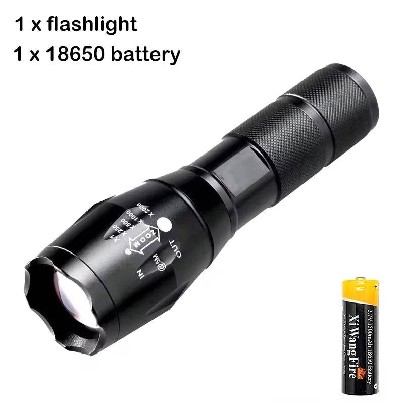 T6 LED Zoomable Flashlight – Waterproof Aluminum Torch for Camping