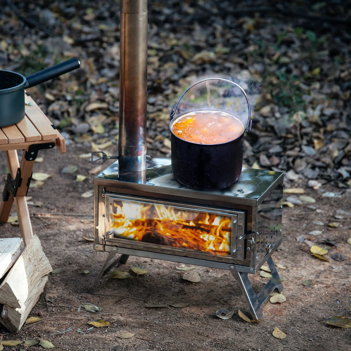 Portable Wood Burning Camping Stove – Foldable Secondary Combustion Chimney