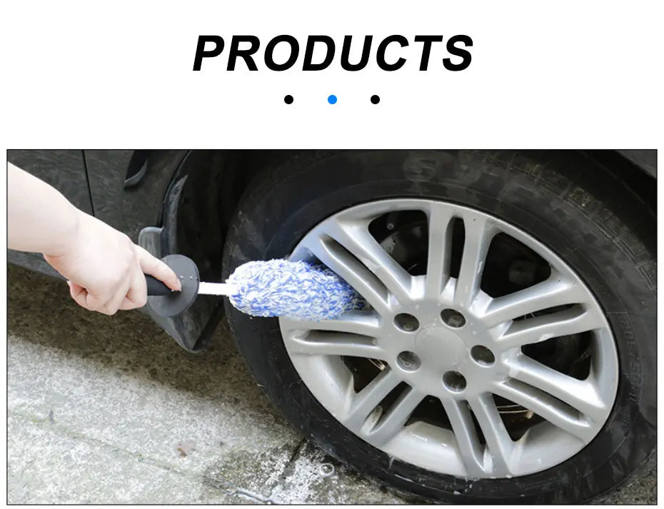 Car Wash Brush – Plush Non-Slip Tool for Wheels and Rims Cleaning