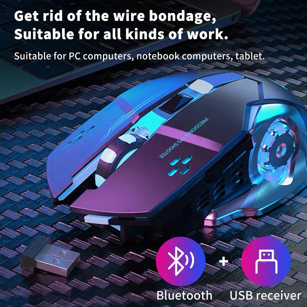 Wireless Gaming Mouse – Silent Bluetooth Mechanical PC Mouse for E-Sports