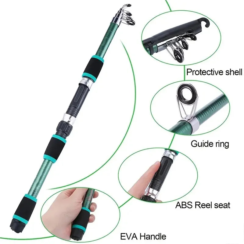 Telescopic Fishing Rod Set – Portable Spinning Reel Kit for Outdoor Travel