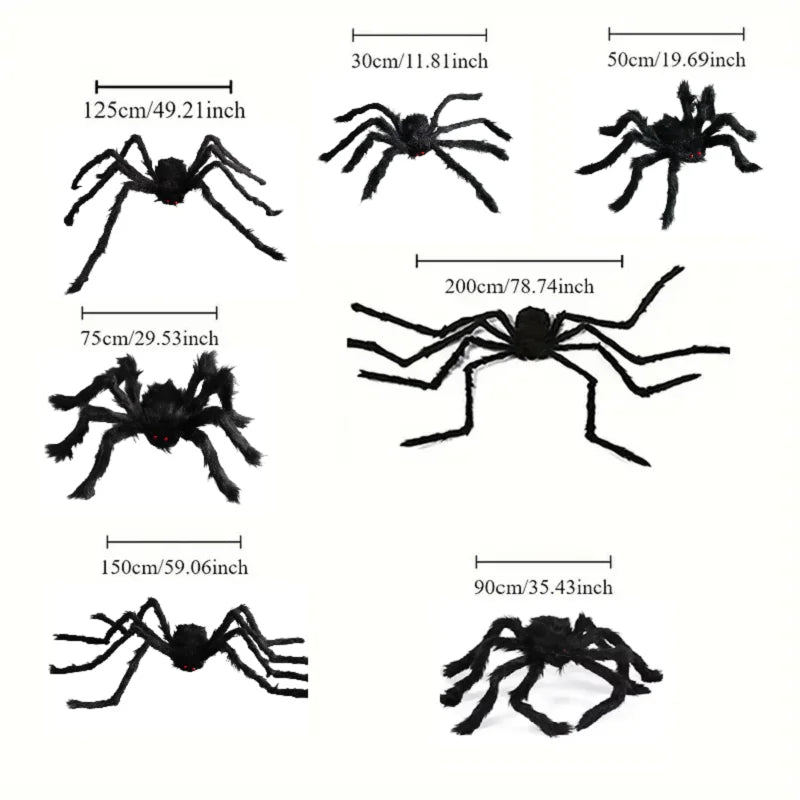 Giant Plush Spider Decoration – 30-200cm Horror Prop for Halloween Party