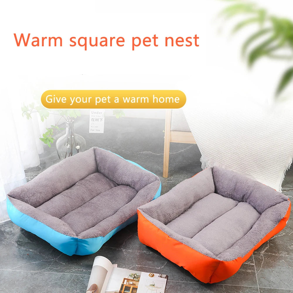 Soft Square Dog Bed – Warm Washable Cushion for Medium to Large Dogs