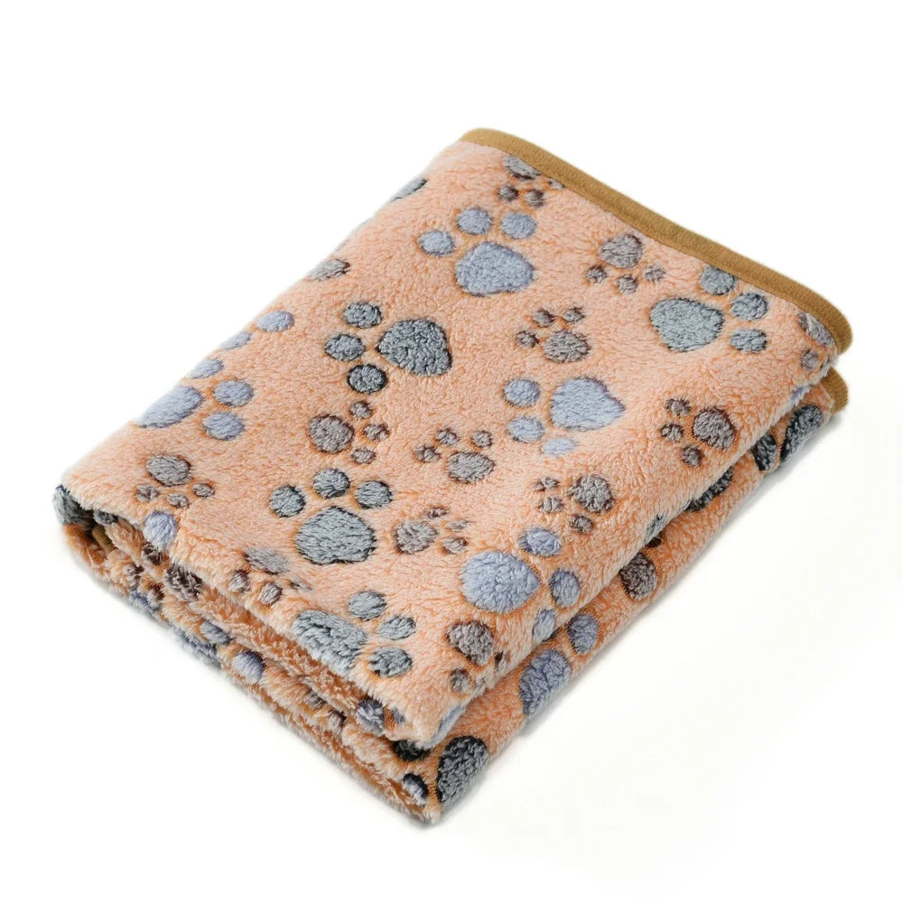 Thickened Fleece Pet Blanket – Warm Footprint Mat for Small to Large Dogs Cats