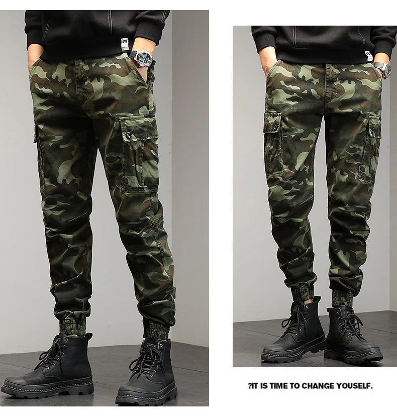 Mens Cotton Camouflage Cargo Pants – Outdoor Trousers for Hiking Workwear