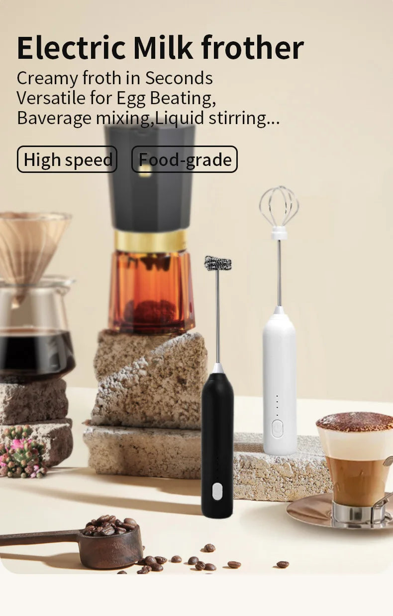Electric Milk Frother – Wireless Handheld Foam Maker for Coffee and Baking