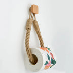 Adhesive Hemp Paper Towel Holder – Wall Mounted Rack for Bathroom Storage