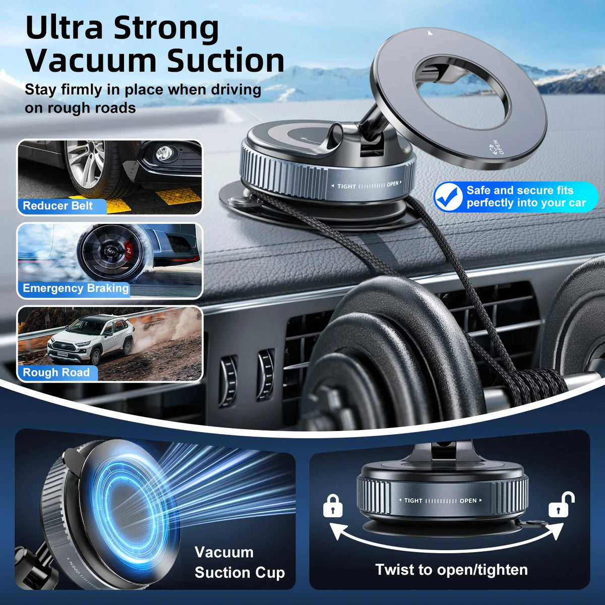 Magnetic Car Phone Holder – 360° Rotatable Suction Mount for Navigation