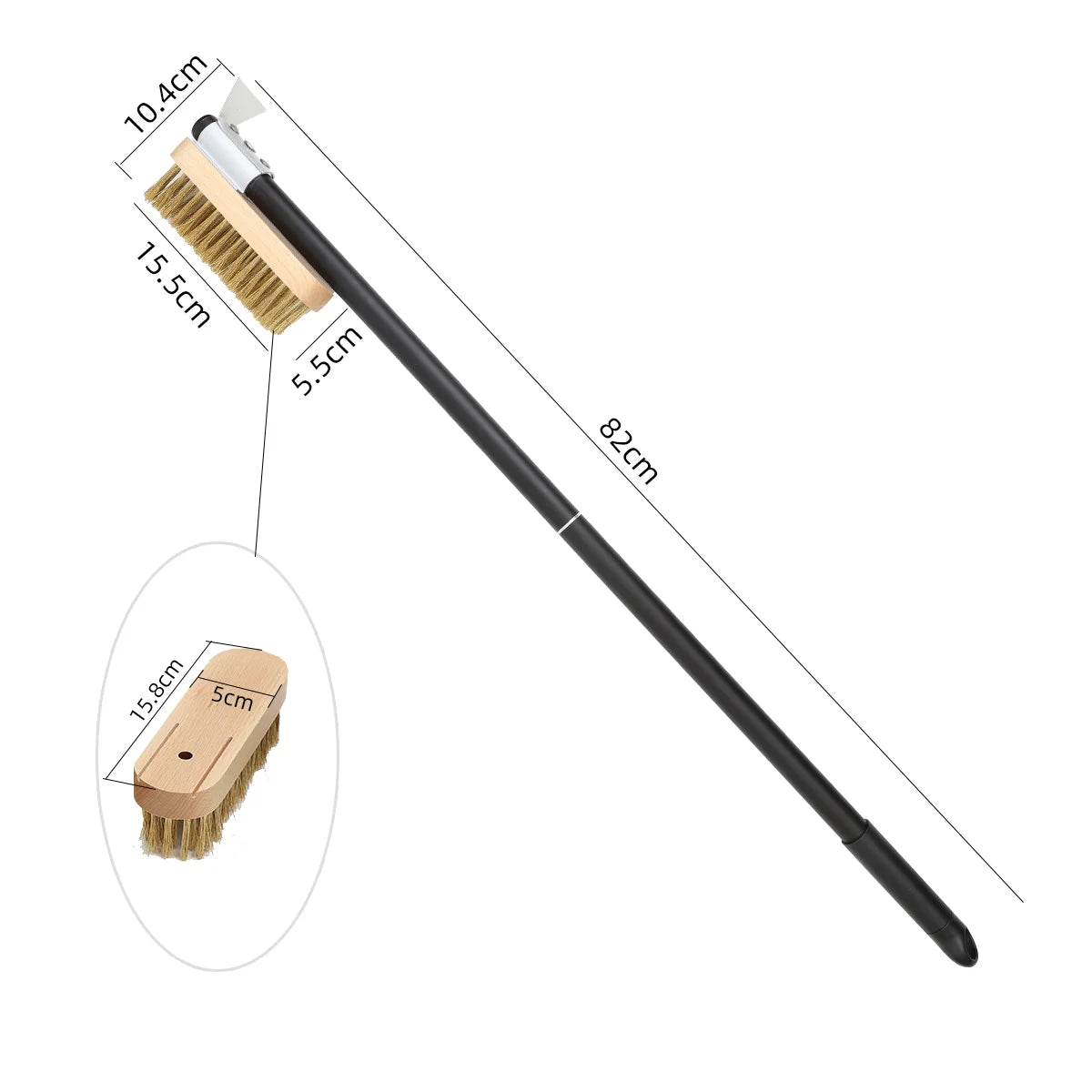 Brass Bristle Pizza Oven Brush – Long Wooden Handle for Kitchen Grill Cleaning