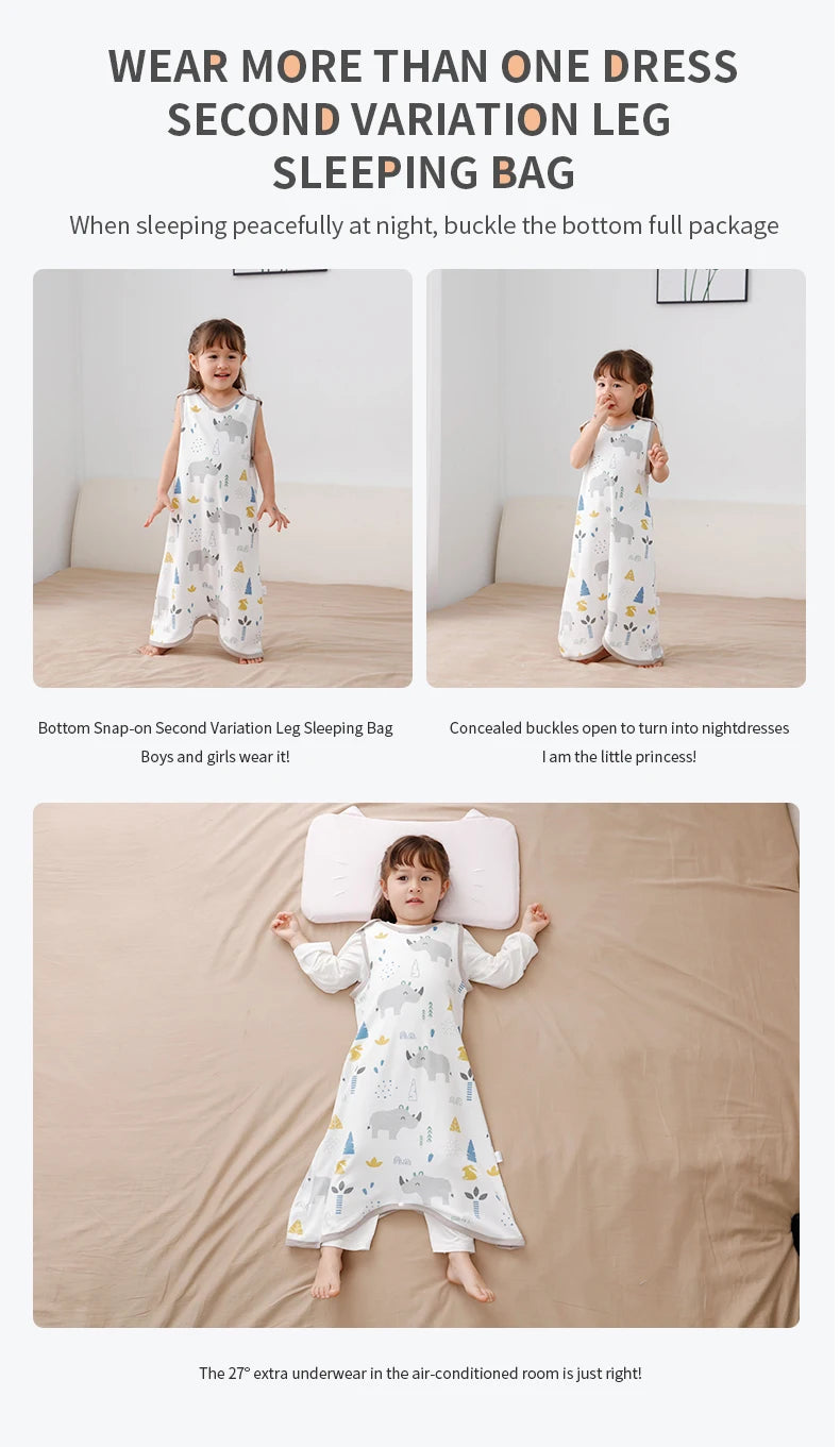 0.5 TOG Baby Sleeping Bag – Cartoon Print Cotton Sleeveless Sleep Sack for Summer