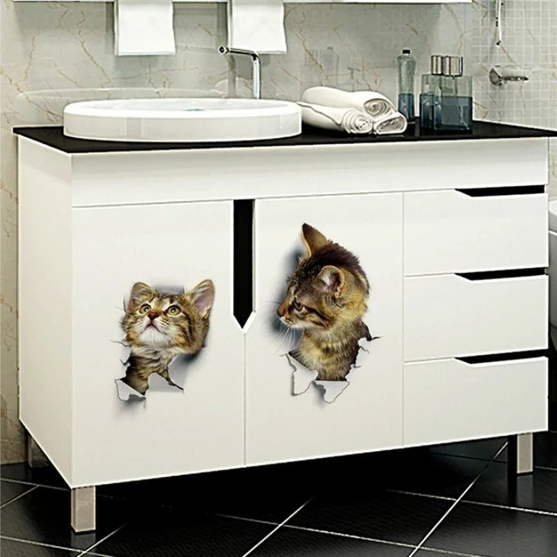 3D Cute Cat Wall Decals – Self-Adhesive Stickers for Kids Bedroom Decor