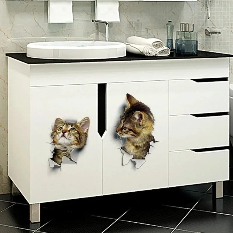 3D Cute Cat Wall Decals – Self-Adhesive Stickers for Kids Bedroom Decor