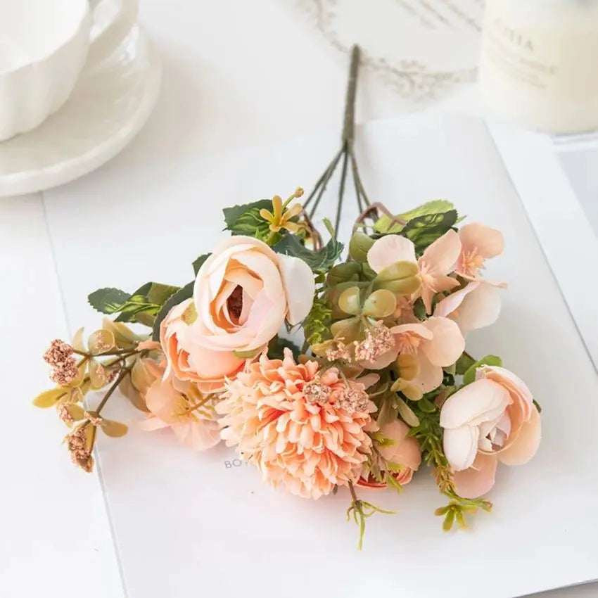 Silk Tea Rose Buds – Artificial Floral Decor for Wedding Bouquets and Crafts
