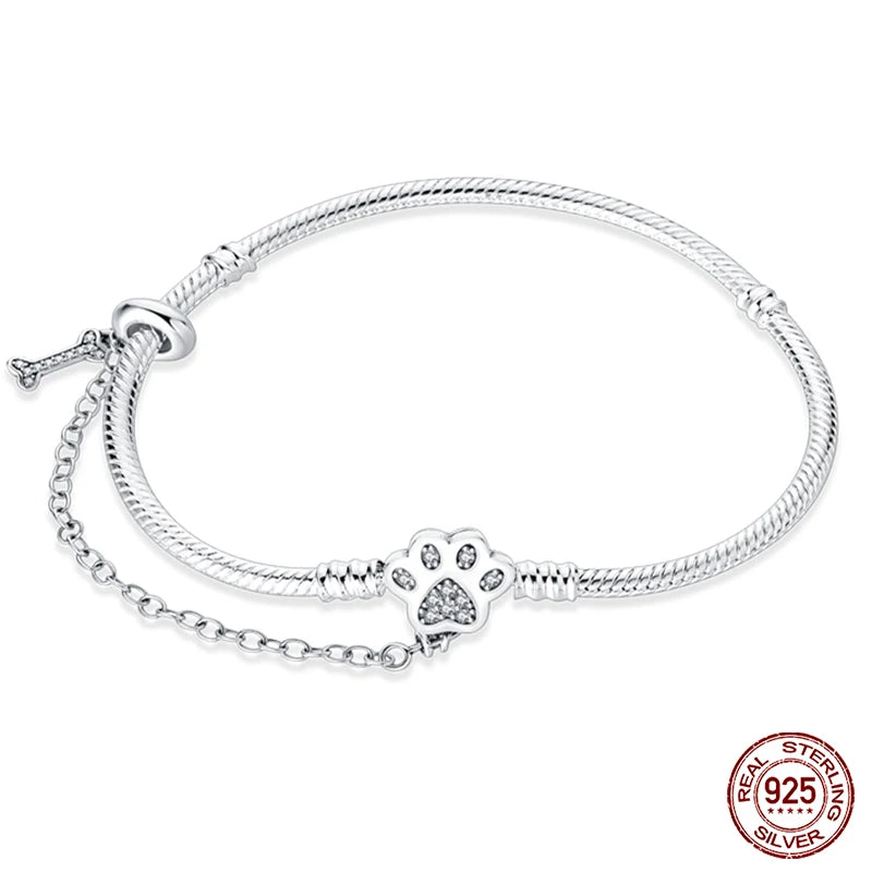 925 Sterling Silver Charm Bracelet – Adjustable Green Zircon for Birthday Gifts