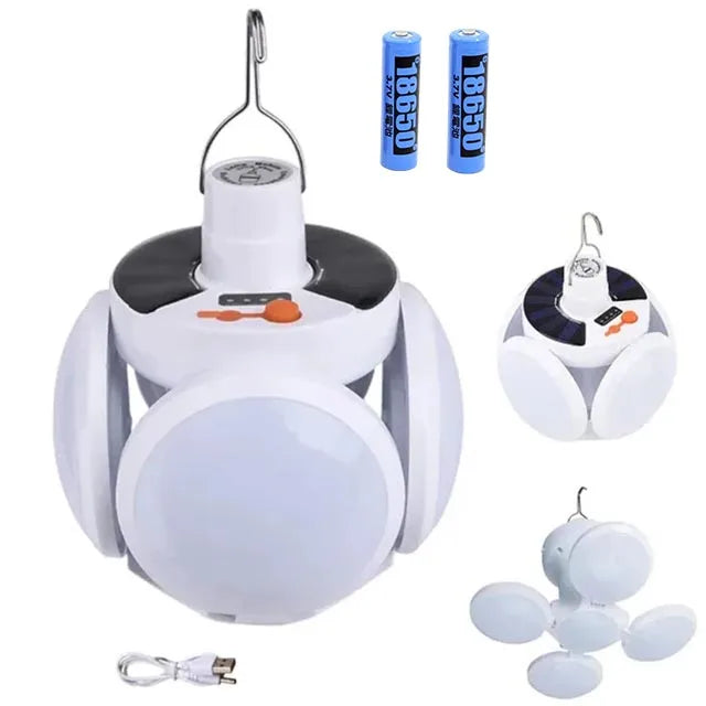 Portable Solar LED Folding Lantern – USB Rechargeable for Camping Emergency