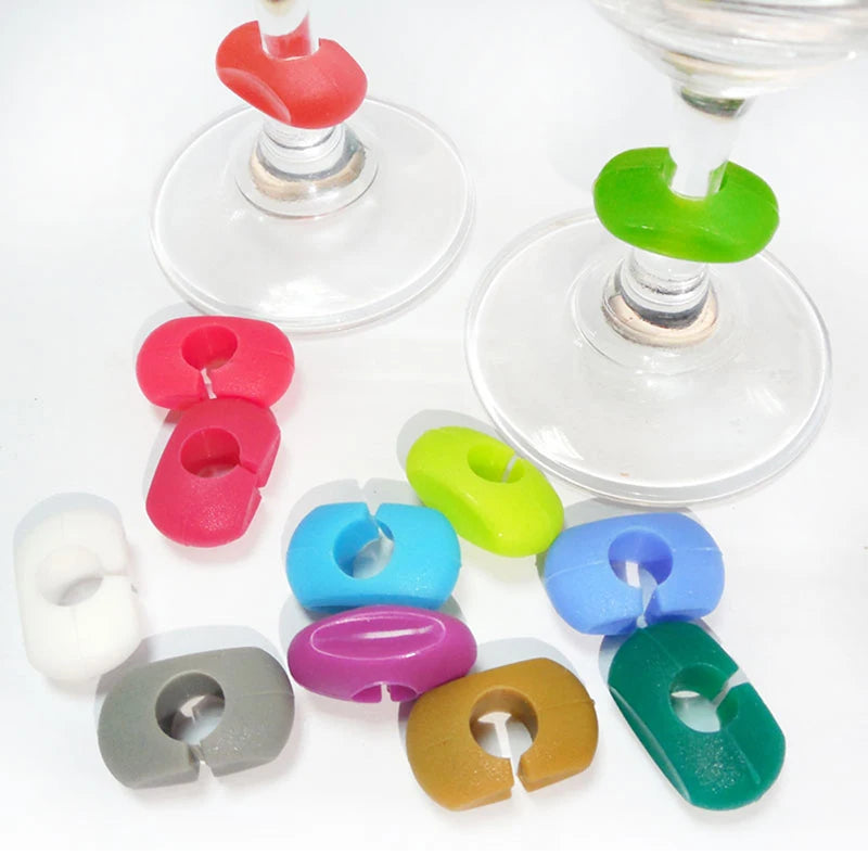 Silicone Wine Glass Marker Charms – Drink Labels for Party Bar Accessories
