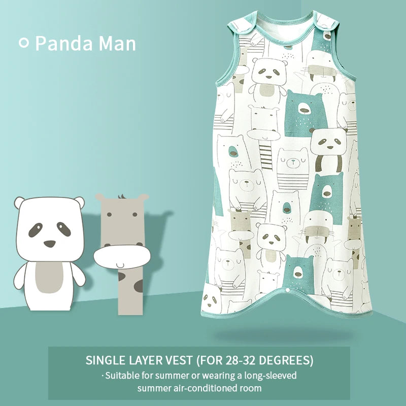 0.5 TOG Baby Sleeping Bag – Cartoon Print Cotton Sleeveless Sleep Sack for Summer