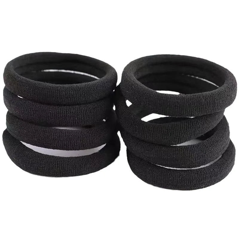 High Elastic Black Hair Bands – Seamless Rubber Ponytail Holders for Women