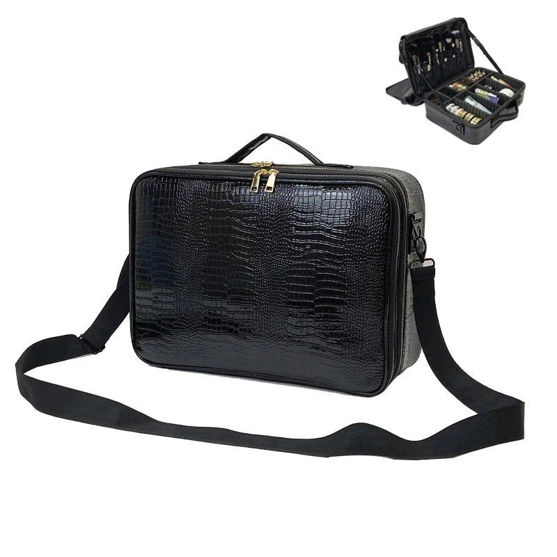 Large PU Leather Makeup Case – Professional Storage for Travel and Cosmetics