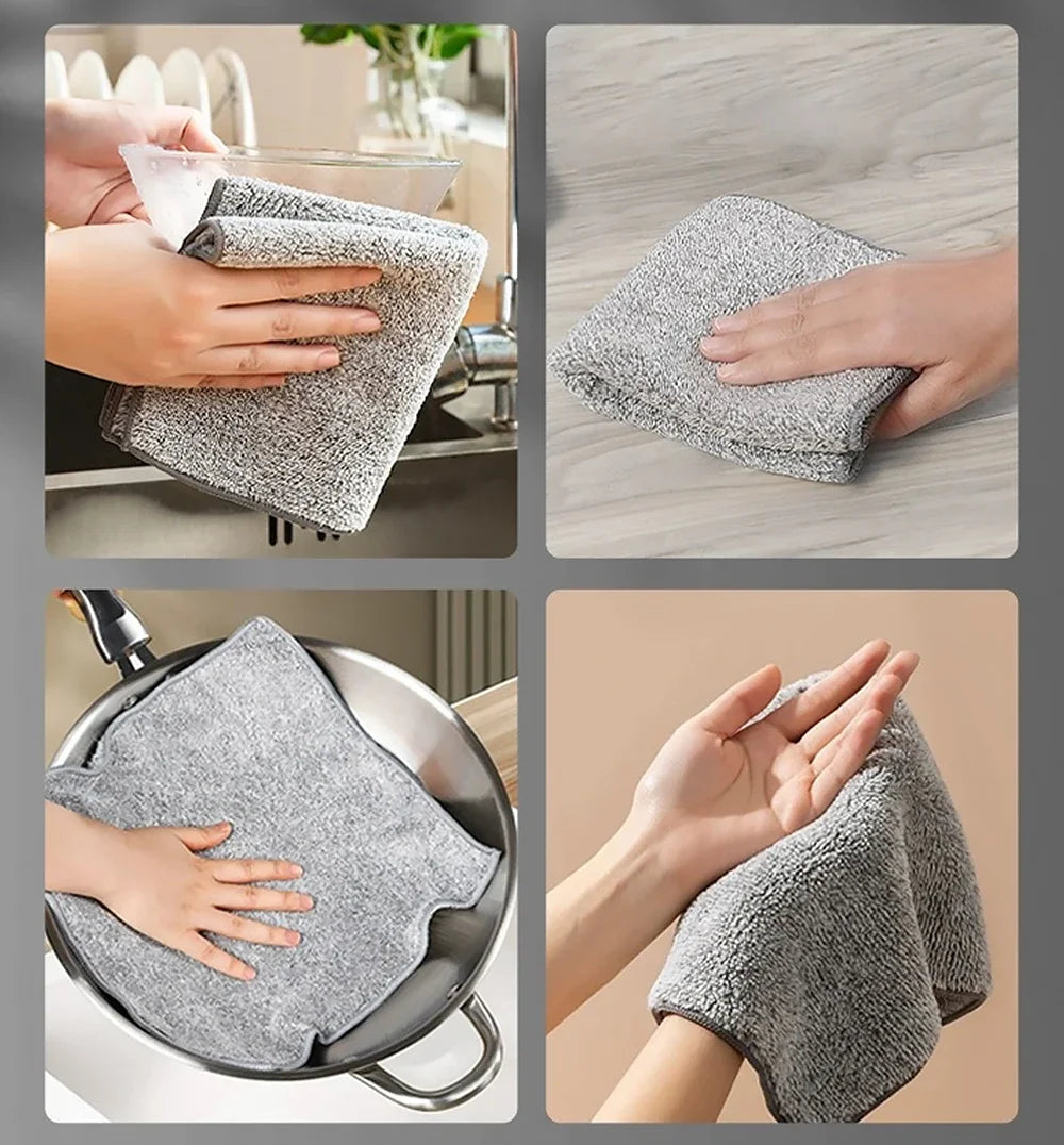 Bamboo Charcoal Dishcloths – Super Absorbent Anti-Grease Kitchen Cleaning