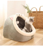 Foldable Cave Cat Bed – Washable Plush Sleeping Mat for Small Pets