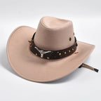 Faux Suede Western Cowboy Hat – Wide Brim Fedora for Party Cosplay