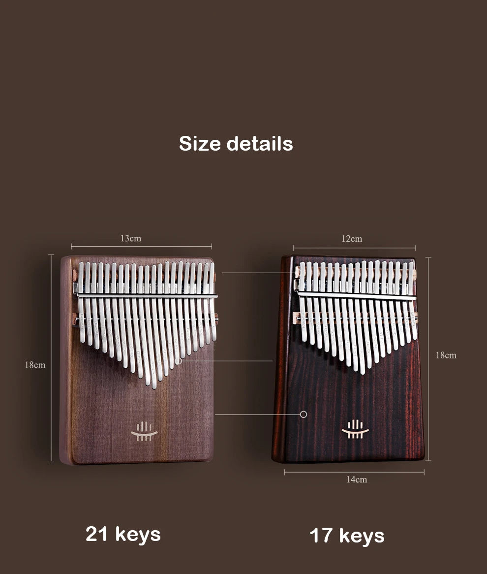 Hluru Wooden Kalimba – 21 Key Thumb Piano for Music Beginners and Education