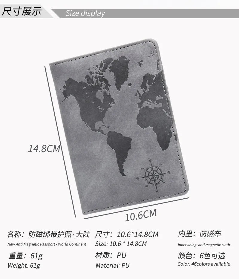Personalized Passport Cover – RFID Blocking World Map Design for Travel