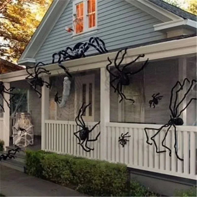 Giant Plush Spider Decoration – 30-200cm Horror Prop for Halloween Party