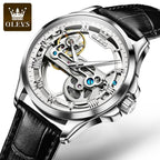 Automatic Skeleton Mechanical Watch – Leather Strap for Luxury Mens Formal Wear