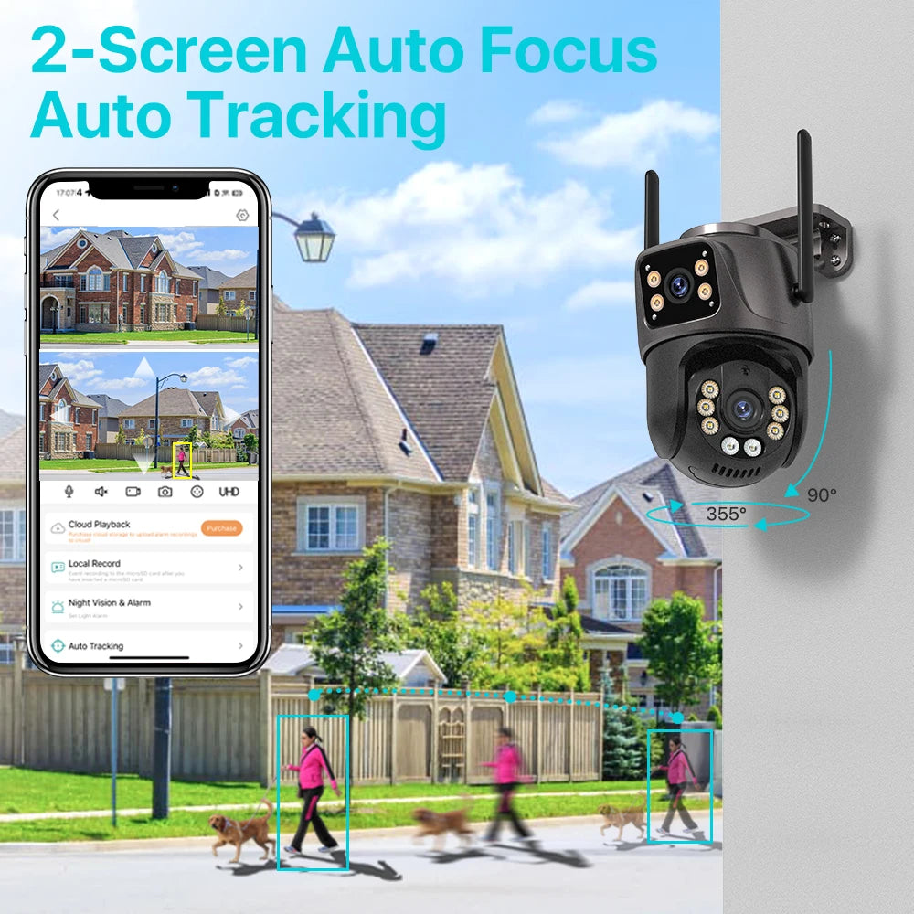 4K 8MP Dual Lens PTZ Camera – Outdoor AI Auto Tracking for Security Surveillance