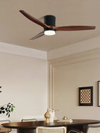 Solid Wood Ceiling Fan – 42/52 Inch LED Light for Living Room Dining