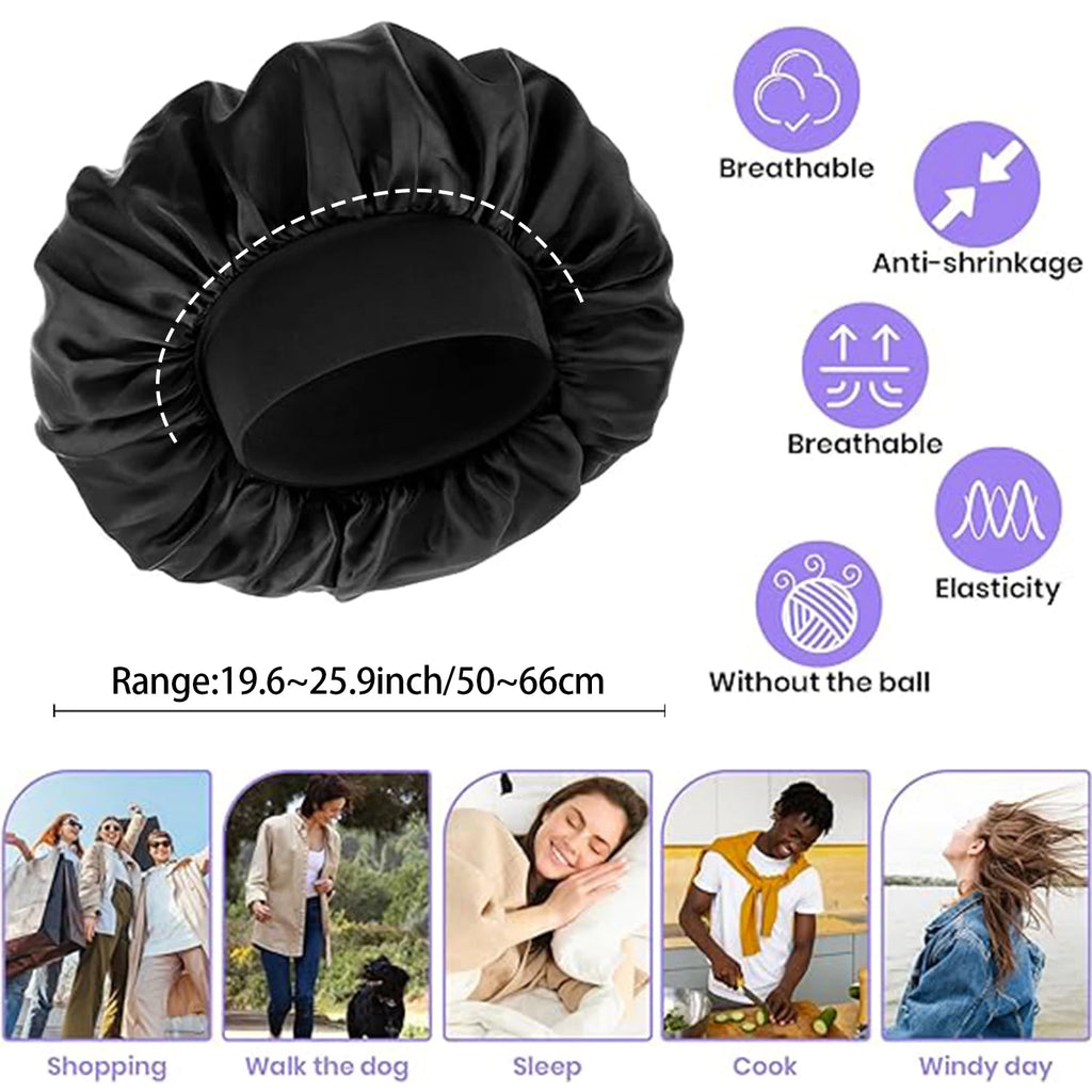 Satin Sleep Bonnet – Elastic Silk Hair Cap for Overnight Hair Protection