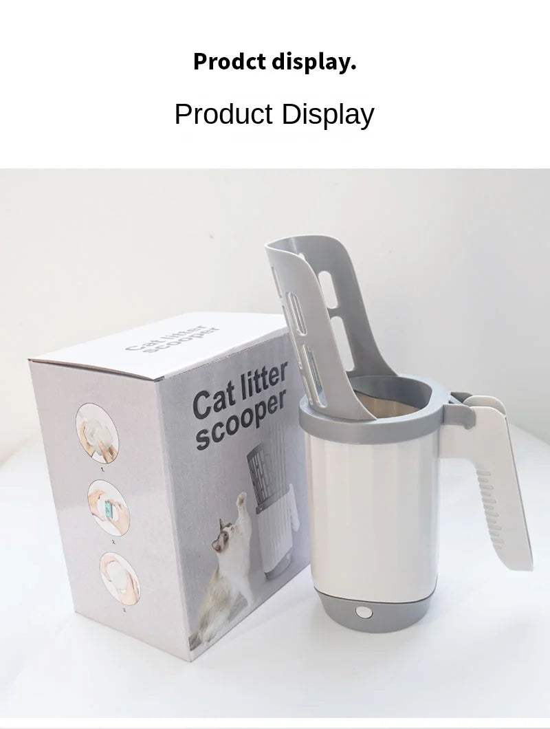 Cat Litter Scoop – Integrated Waste Bag Holder for Easy Pet Toilet Cleaning