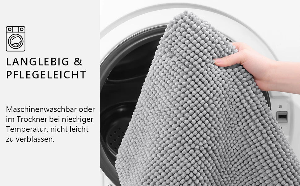 Chenille Bathroom Mat – Ultra Soft Absorbent Non-slip Rug for Shower Floors