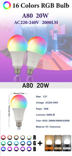 RGB LED Light Bulb – Dimmable 16 Color Remote for Home Bedroom Decor