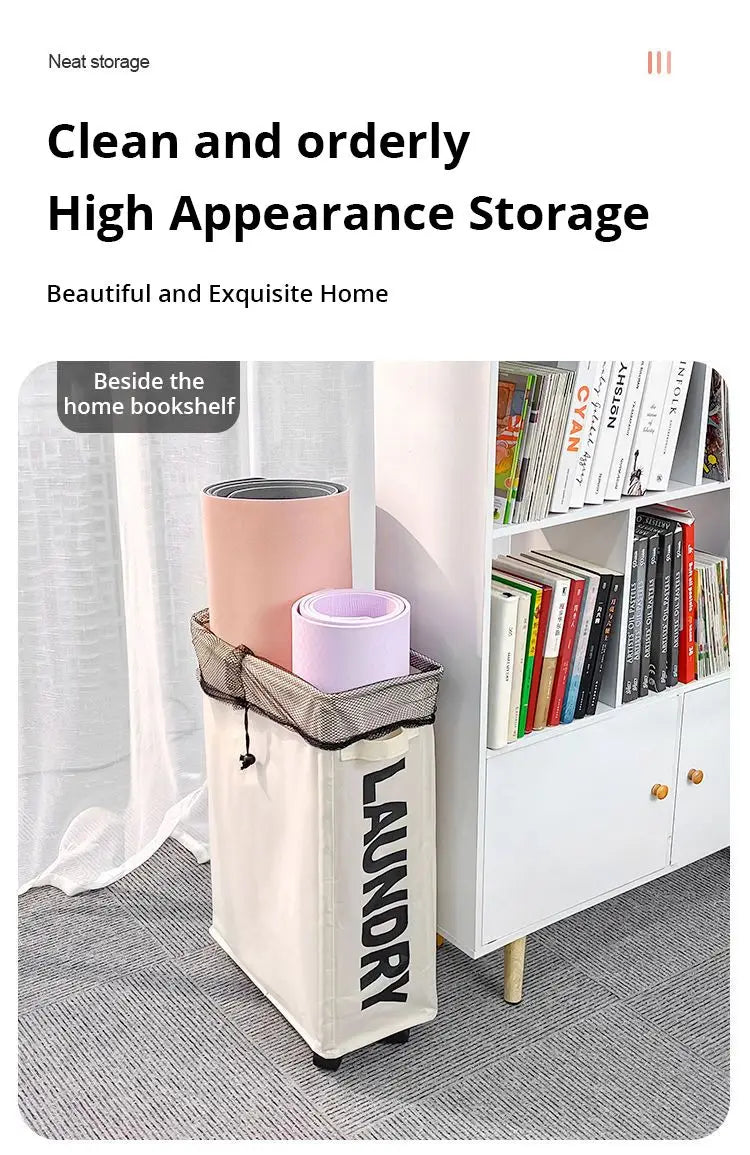 Rolling Slim Laundry Hamper – 22 Inch Waterproof Sorter for Home Organization