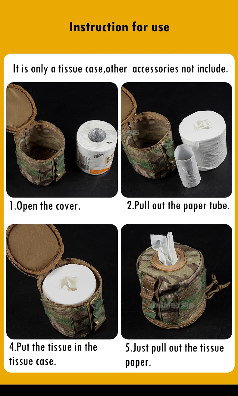 Molle Tissue Dispenser – Tactical Roll Paper Storage for Outdoor Hunting