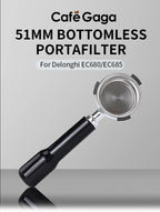 51mm Bottomless Portafilter – Stainless Steel Espresso Filter for Delonghi