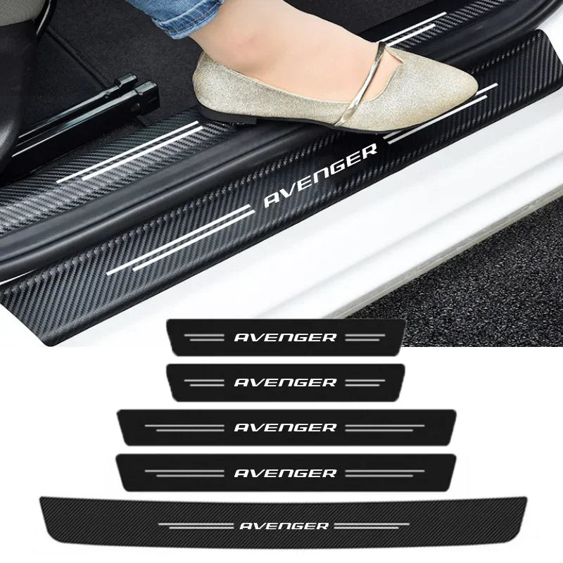 Carbon Fiber Door Sill Scuff Plates – Anti-Scratch Decal for Dodge Avenger