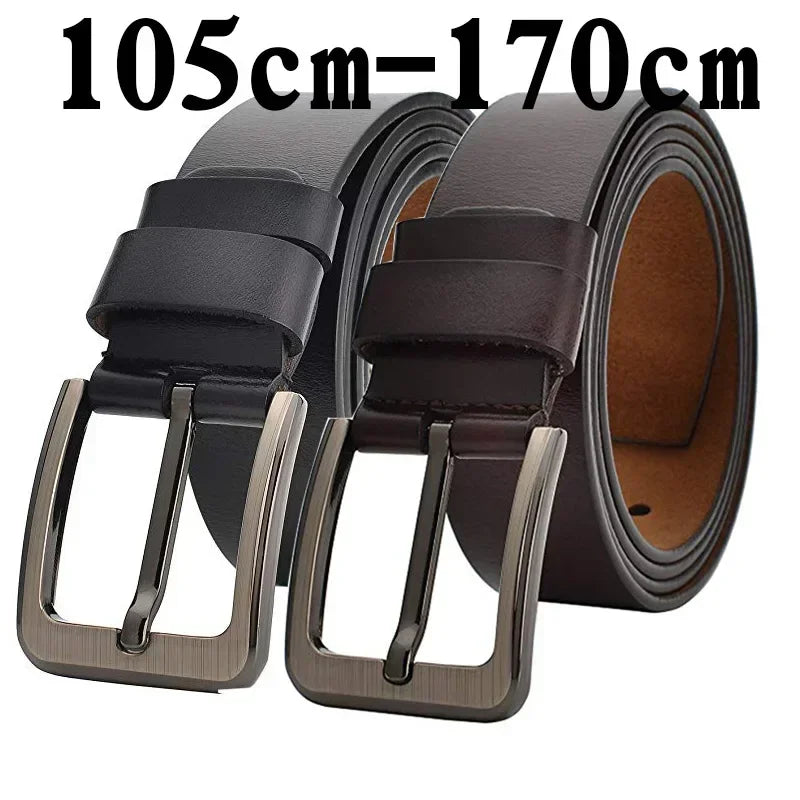 Genuine Leather Mens Belt – Adjustable Luxury Cowskin Strap for Jeans