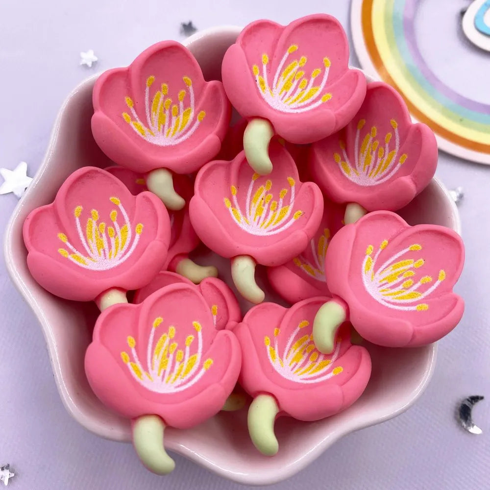 Resin Cherry Blossom Flatbacks – Colorful DIY Stones for Scrapbook Crafts