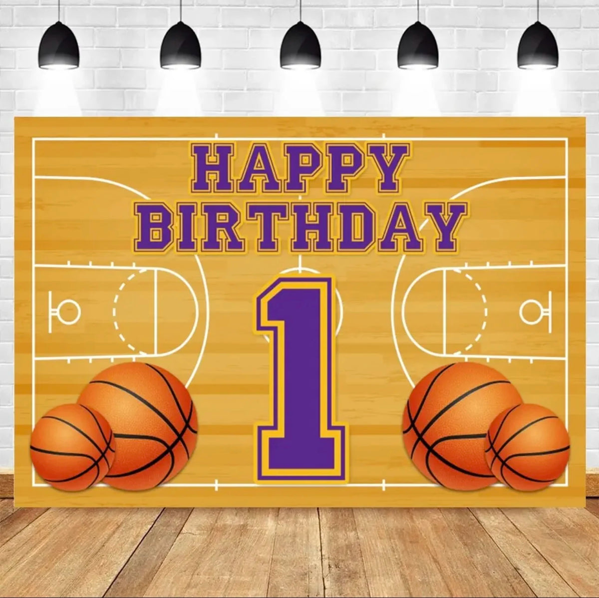 Basketball Stadium Photography Backdrop – Sport Theme for Kids Birthday Party