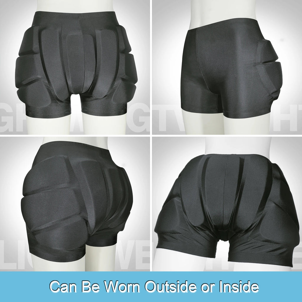 Padded Protective Shorts – 3D Hip and Tailbone Shield for Kids Skiing Skating