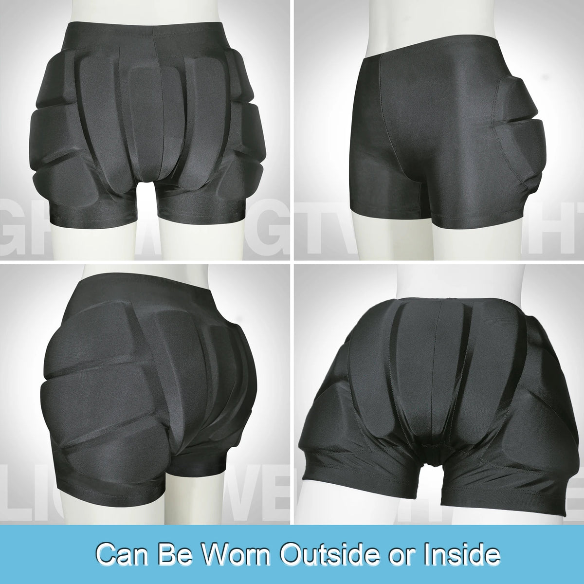 Padded Protective Shorts – 3D Hip and Tailbone Shield for Kids Skiing Skating