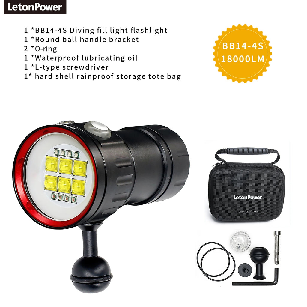 Underwater LED Photography Light – 20000LM Waterproof Video Torch for Diving