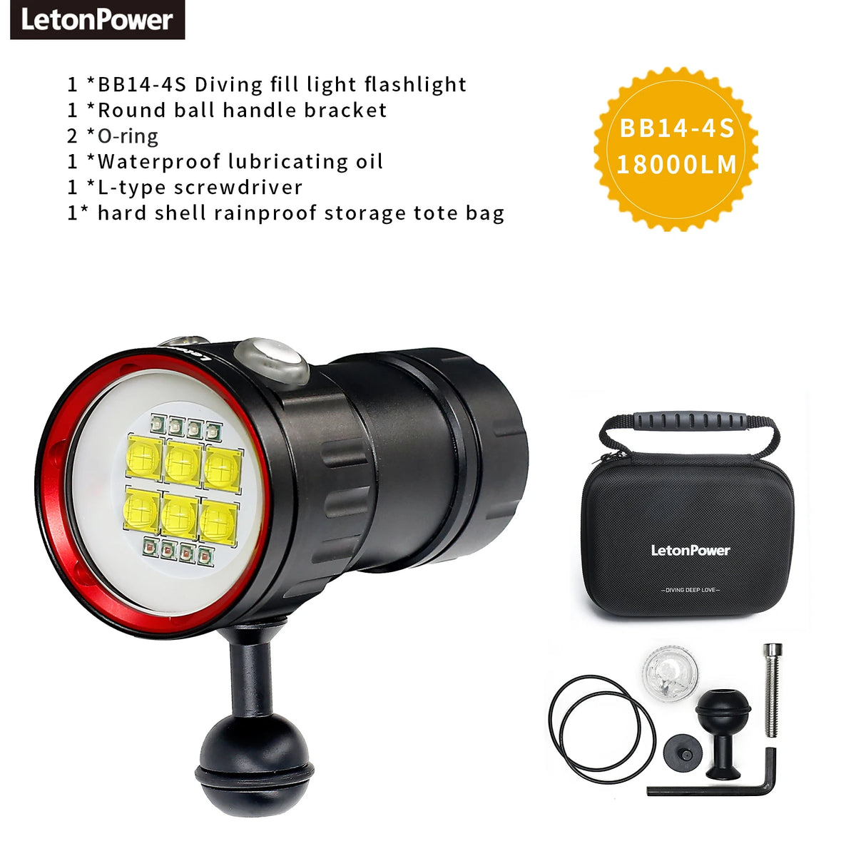 Underwater LED Photography Light – 20000LM Waterproof Video Torch for Diving