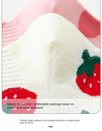 Cotton Strawberry Heart Crew Socks – Cute Women's Casual Fashion Hosiery